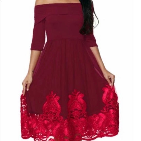 Burgundy ruffle bottom dress - Picture 1 of 2